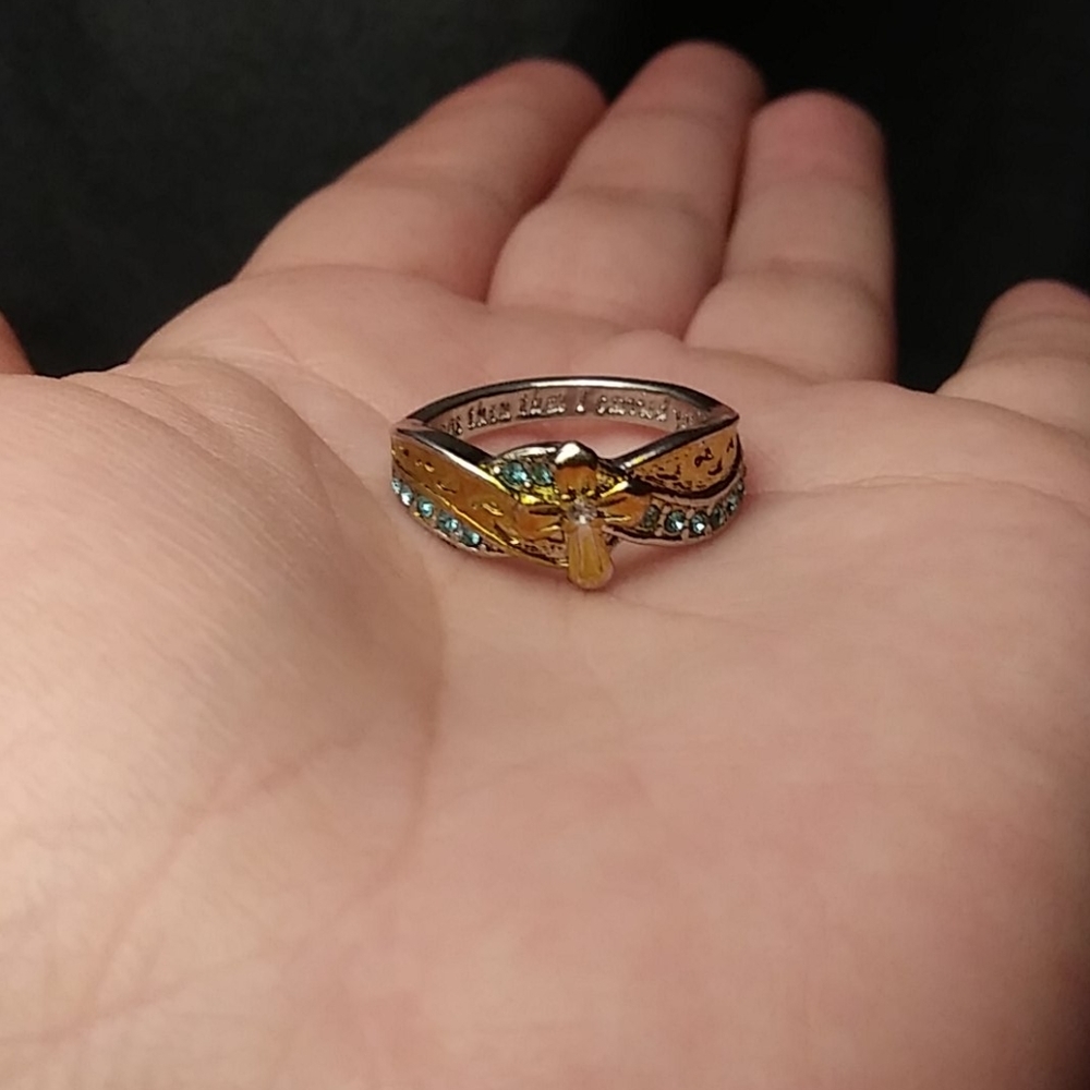 925 Sterling cross +footprint ring